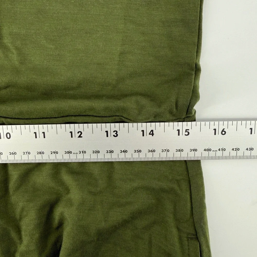 American Giant Olive Green Flex Fit & Flare Midi Dress Womens Size M USA Made - Picture 10 of 12